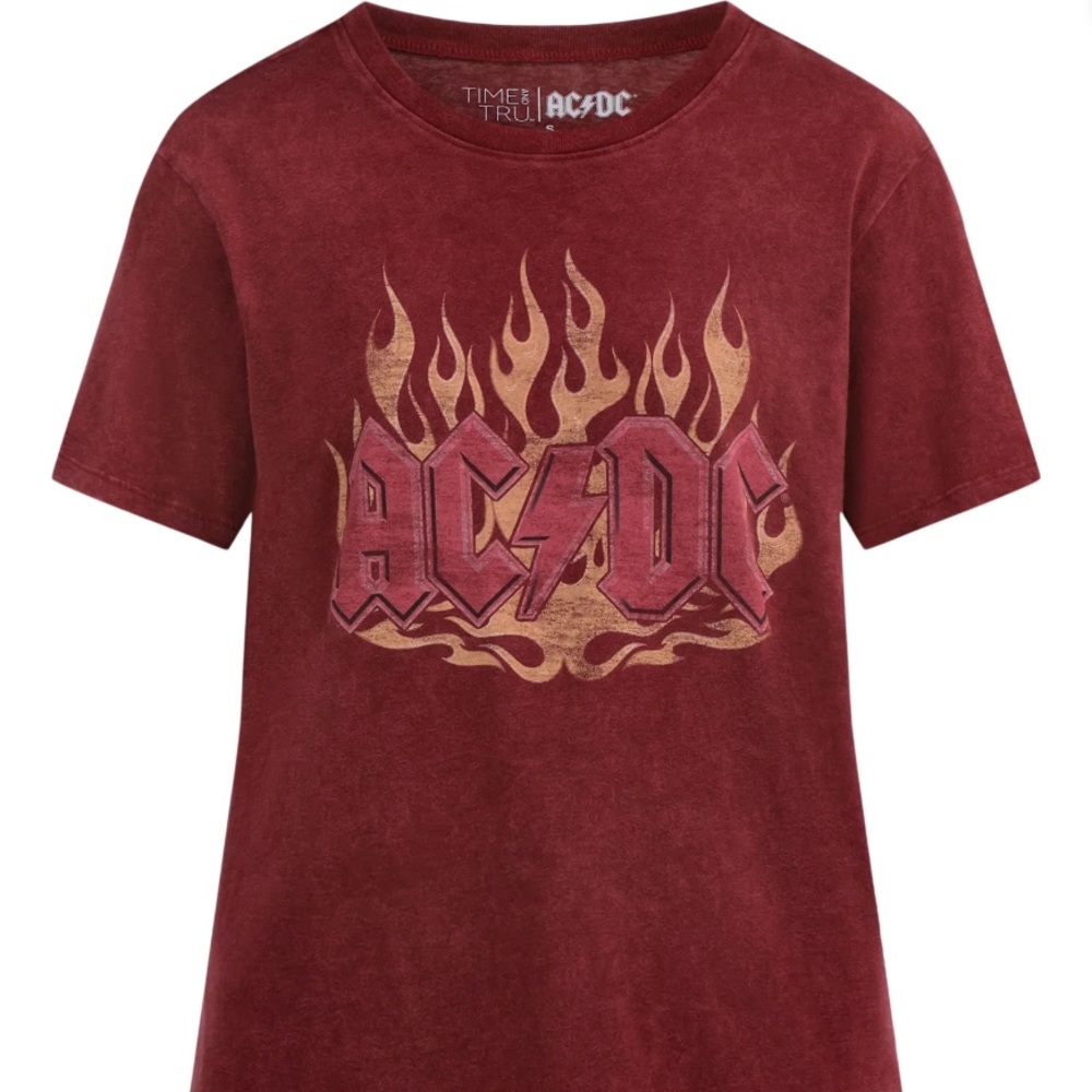 Time and Tru AC/DC Flames Women's Graphic Tee
